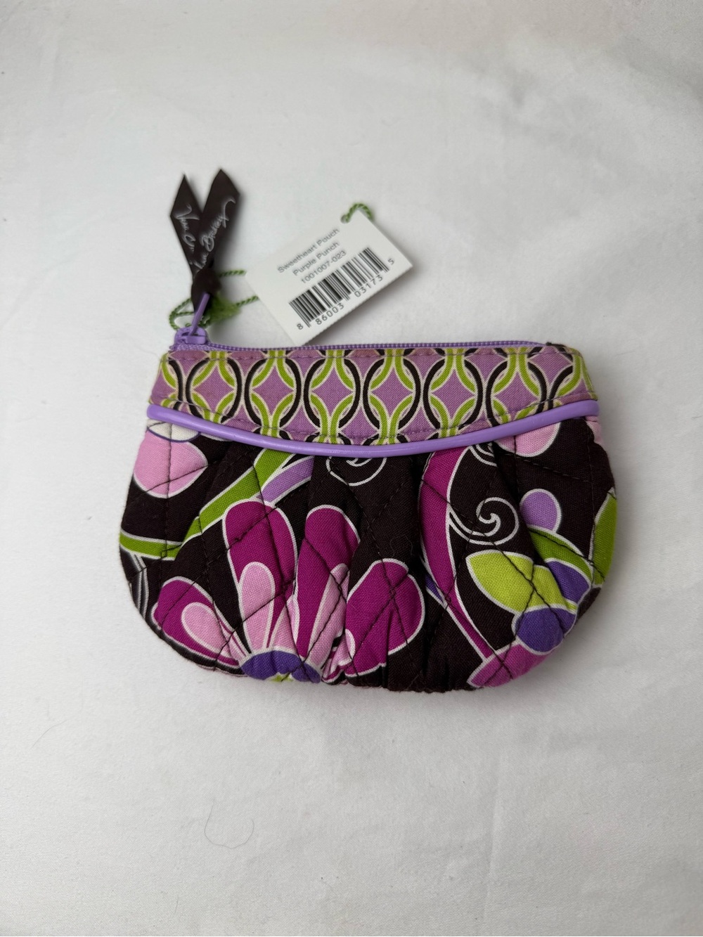 NWT Vera Bradley Purple Punch Sweetheart Coin Pouch Retired New With Defects